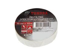 Изолента TUNDRA, ПВХ, 15 мм х 10 м, 130 мкм, белая 